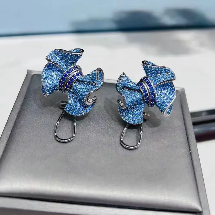 Boucle d'oreille à tige avec nœud bleu royal Bilincolor avec serrure