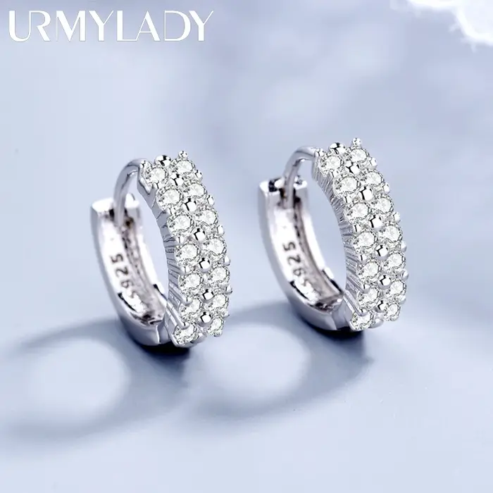 URMYLADY 925 boucles d'oreilles en argent Sterling aiguille mode haute qualité bijoux Double rangée 