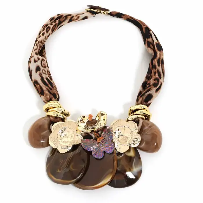 Collier léopard et fleur exagéré pour femme et fille, bijoux de fête de mariage