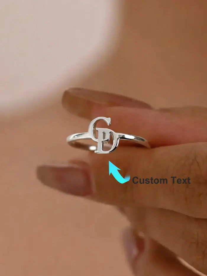 Bague personnalisée avec initiales, bague personnalisée à deux lettres pour femmes, bagues de Couple