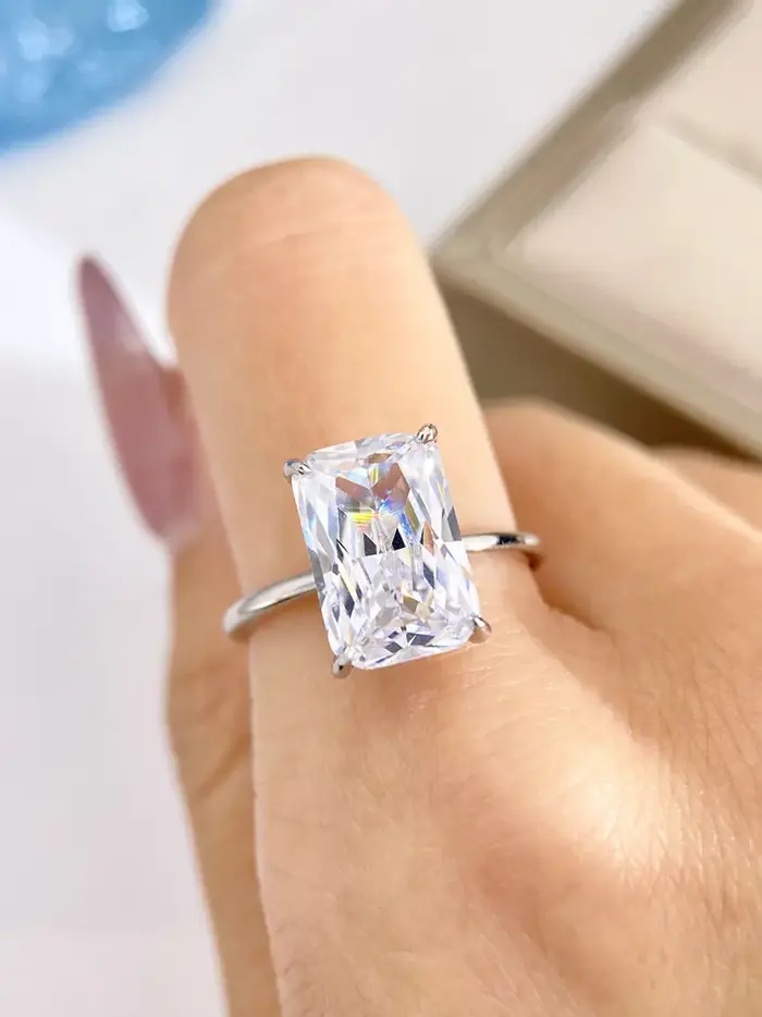 DWJ – bague rectangulaire brillante en argent Sterling 925