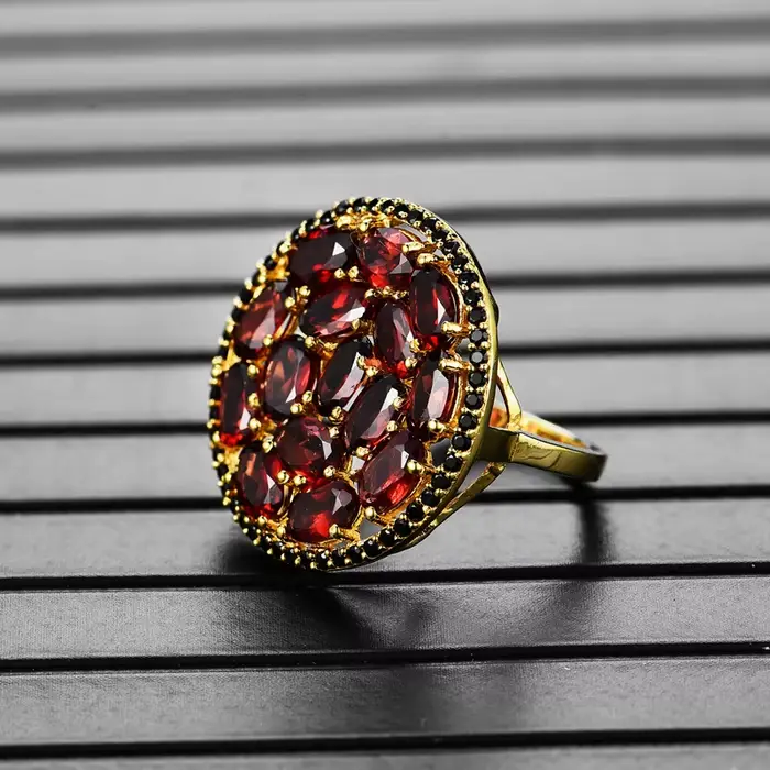 Bague en argent sterling 925 avec grenat jaune, pierre précieuse naturelle, design classique, bijoux fins pour femmes, à porter en soirée 2026