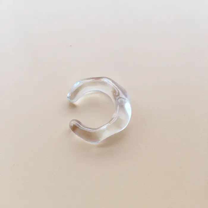 UJBOX-Manchette d'oreille en résine acrylique pour femme, clip empilable transparent, vert et bleu, 