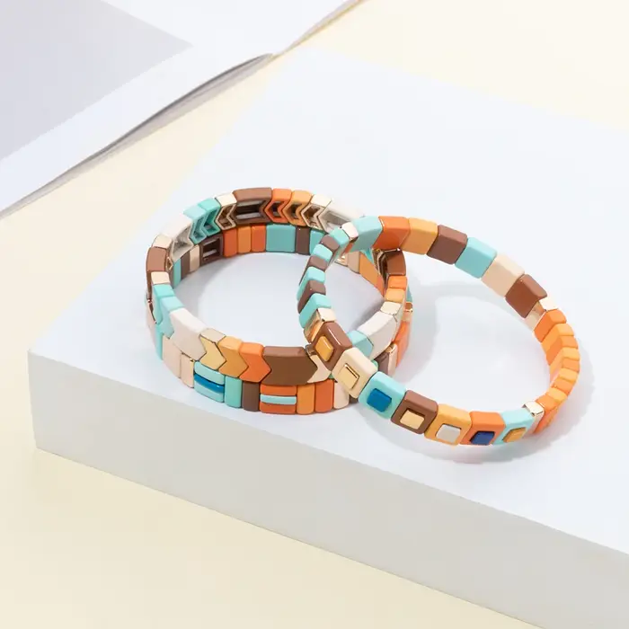 Bracelets en émail à Sheme vert pour femmes