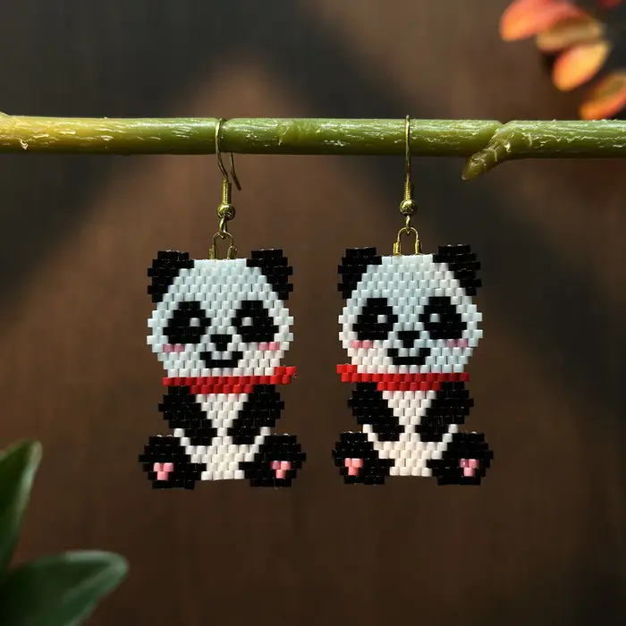 Boucles d'oreilles à perles de dessin animé mignonnes pour femmes, boucles d'oreilles faites à la ma