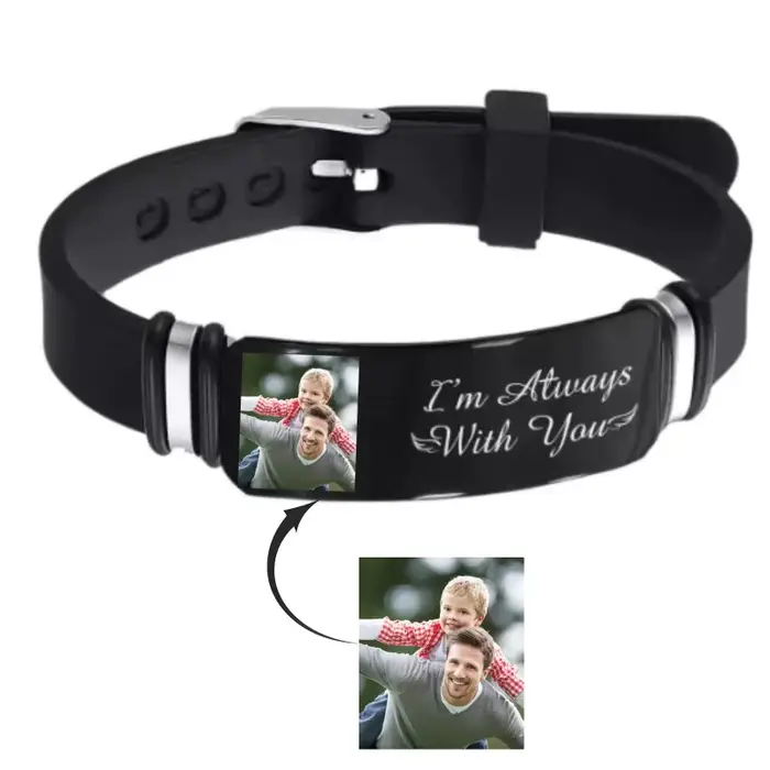 Bracelet personnalisé avec texte Photo, en Silicone, pour amoureux, pour père, famille, amis, cadeau