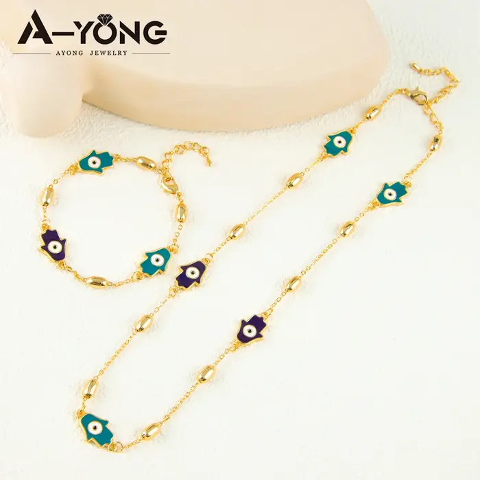 Ensemble collier et bracelet vintage à la mode design arabe plaqué or 18 carats bijoux élégants pour femmes occasions spéciales