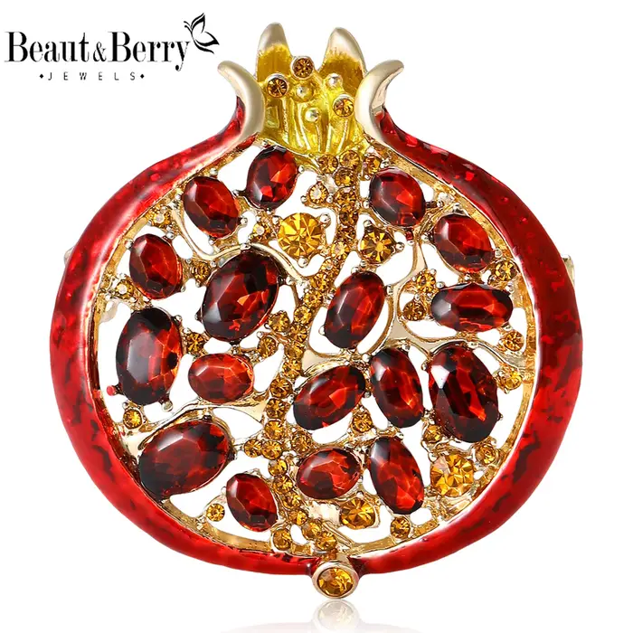 Beaut & Berry luxe strass grenade broches pour femmes émail fruits plante