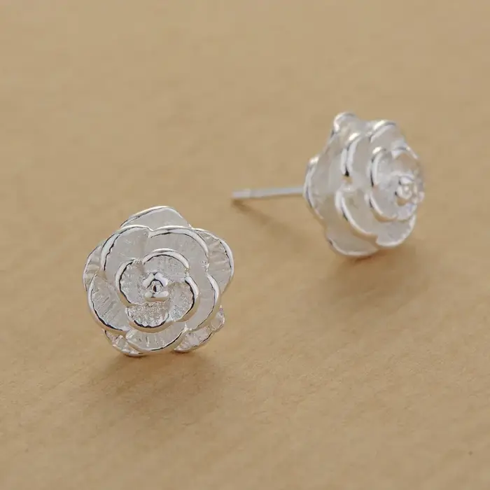 Nouvelles boucles d'oreilles en argent sterling 925, boucles d'oreilles en forme de rose, bijoux pou