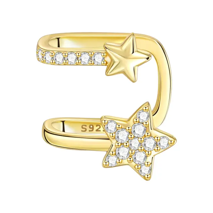 Orstarry or femme cerceau boucle d'oreille 925 en argent Sterling scintillant Zircon rond oreille bo