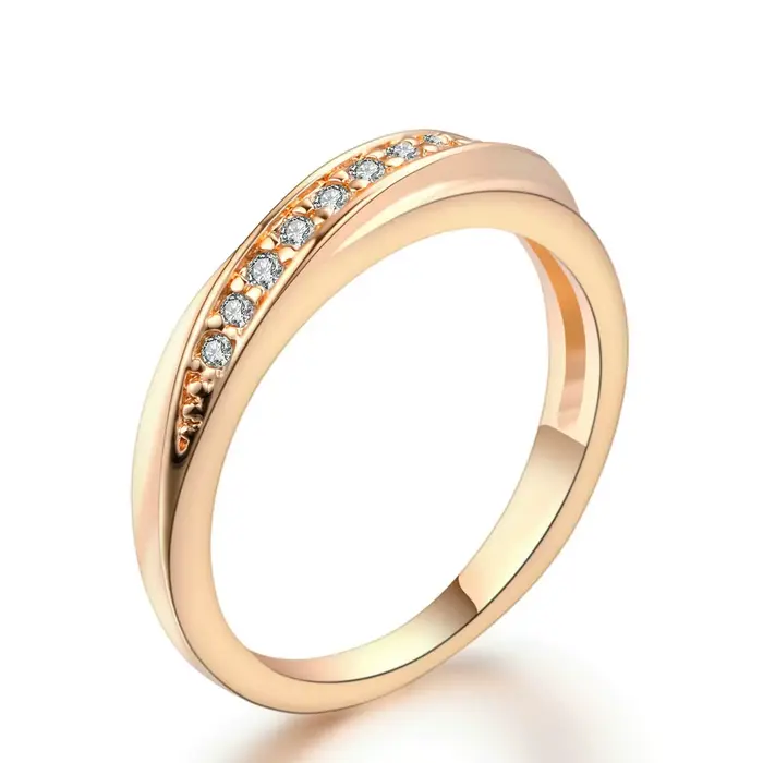 Bagues de fiançailles pour femmes, bijoux simples en or Rose et zircone cubique, à la mode, R314