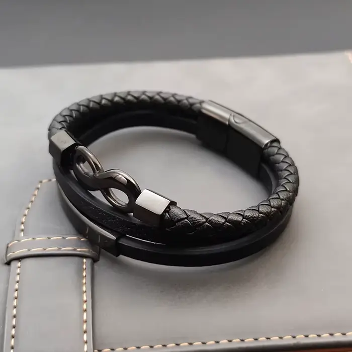 Nouveau Bracelet infini à 8 symboles pour hommes