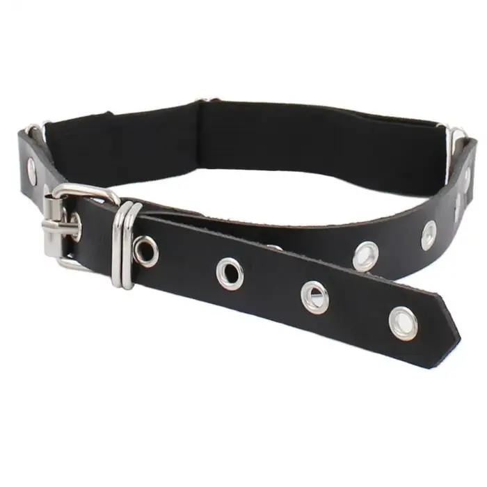 Femmes Sexy élastique en cuir Pu jambe anneau jarretelles Lingerie ceinture Punk coeur Rivet cuisse anneau Goth Harajuku harnais bas jarretière