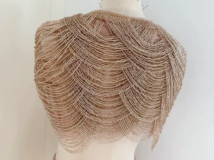Glamour embellissement de franges en or Rose pour vêtement, bijoux de corps en perles, appliques de Cape à franges en perles pour Couture, robe, danse