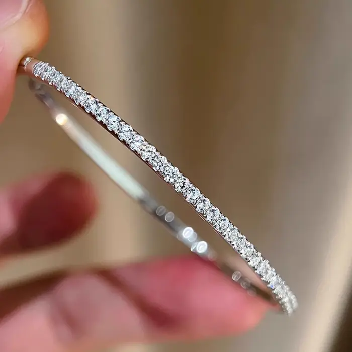 Bracelet demi-cercle en argent sterling S925 avec diamants, pour femmes, mode, luxe léger, exquis, s
