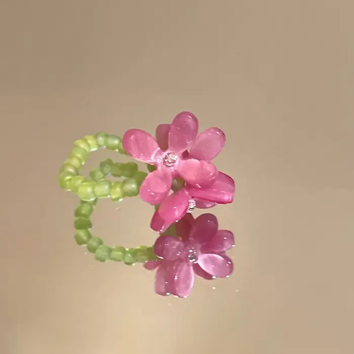 Bague en acrylique fleur violette, nouveau Style coréen, anneau d'index de lys blanc, élastique perl