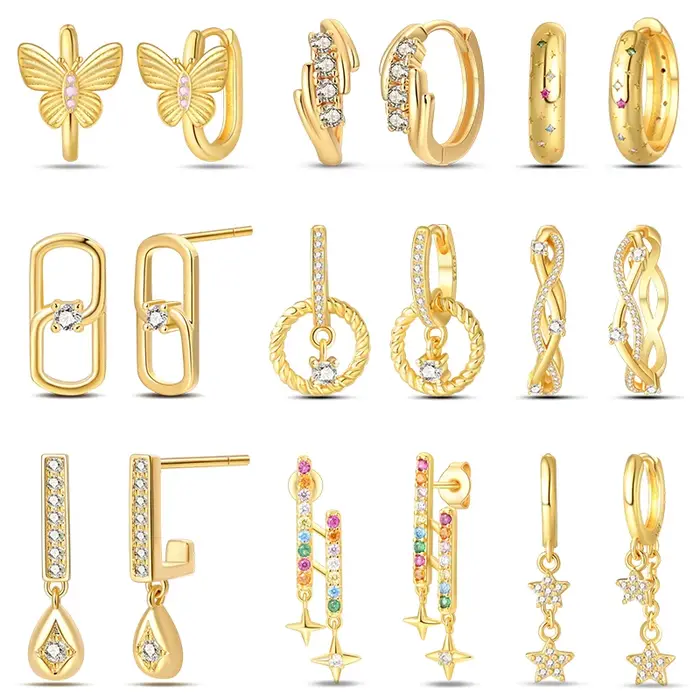 Pandach 925 couleur argent papillon étoile boucle d'oreille pour les femmes