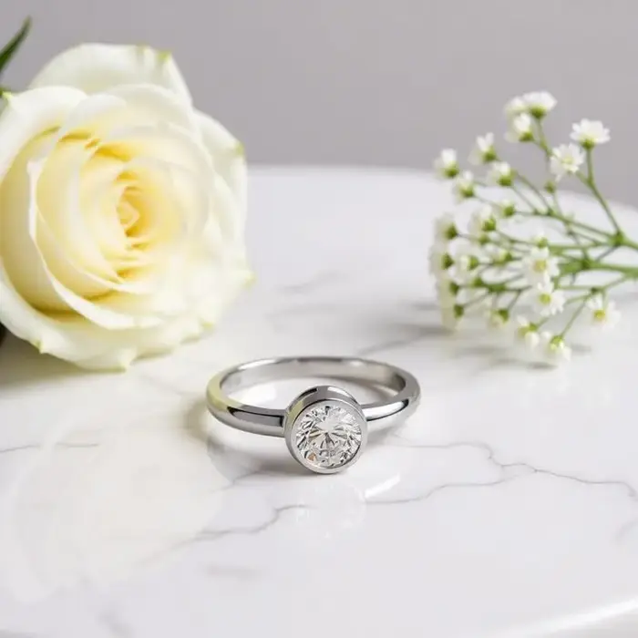 Bagues rondes en cristal en argent Sterling 925