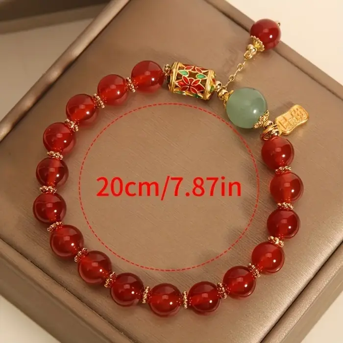 Bracelet élégant en perles d'agate rouge