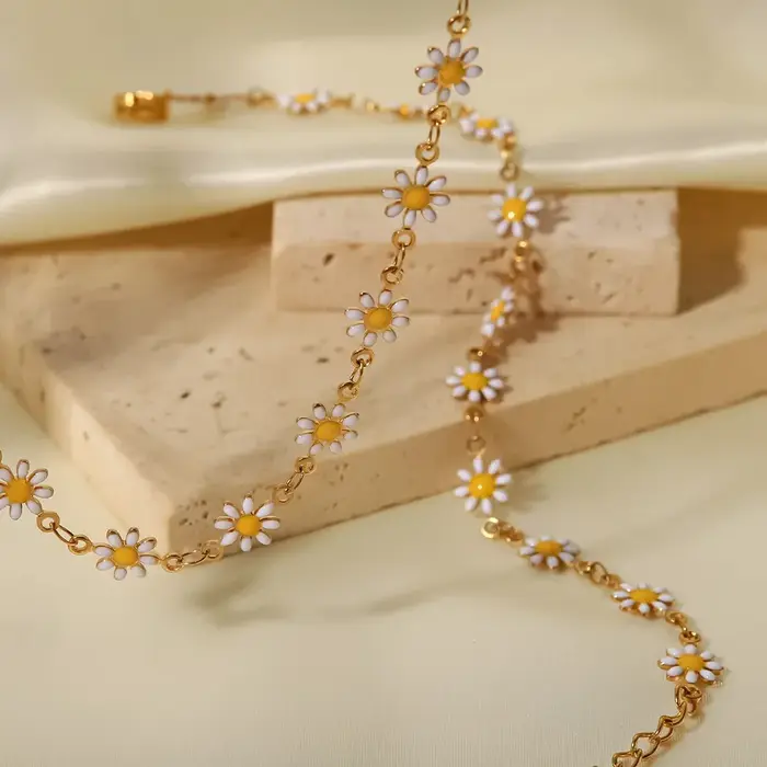 LUXUKISSKIDS nouveau élégant petite fleur breloques Collier romantique femme marguerite chaînes pendentif colliers mignon fille accessoires cadeaux