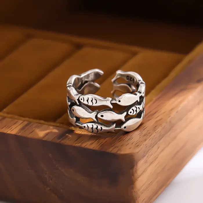 Bague poisson mignon en argent sterling 925 pour femmes, bijou animal de compagnie moderne et original, cadeau d'anniversaire, bijou à la mode pour occasions spéciales
