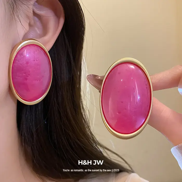 Boucles d'oreilles géométriques vintage rouge rosé 2026