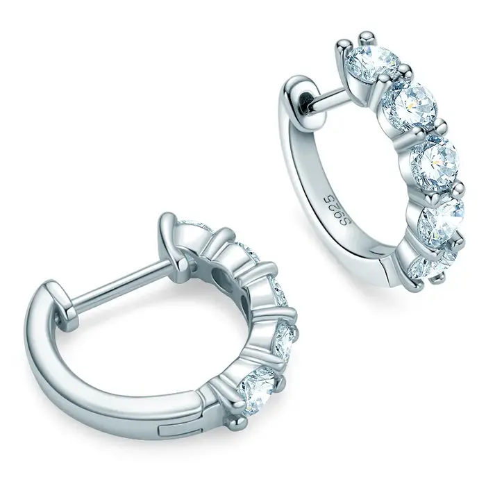 Boucles d'oreilles créoles en argent sterling 925 serties de Moissanite blanche pour femmes occasions spéciales engagement