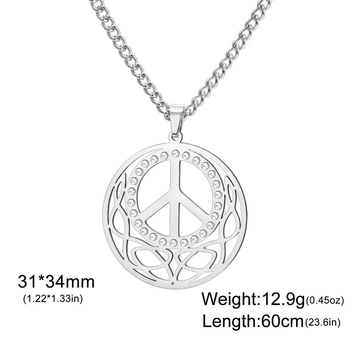 Amaxer – collier avec pendentif signe de paix pour femmes et hommes contre la guerre, bijoux en acie