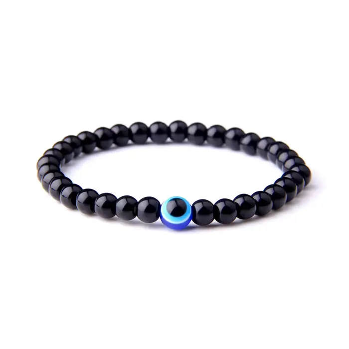 Bracelet à breloques turc Evil Eye, 6mm, hématite naturelle, agates, turquoises, perle de pierre, br