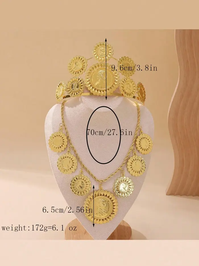 Collier Couronne En Forme De Pièce De Monnaie Accessoire Retro Chic Pour Femme Occasions Spéciales