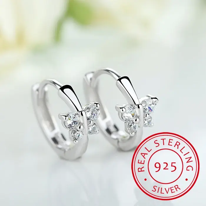 Boucles d'oreilles papillon en argent 925 et zircone, petit cerceau pour filles et enfants, beaux Ar