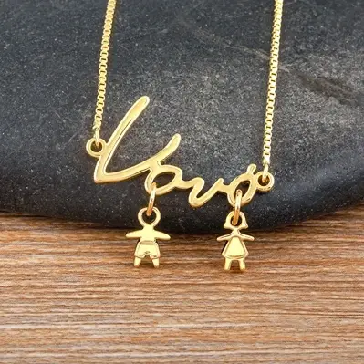 Nidin – collier plaqué or exquis pour maman et fille, pendentif pour fille et garçon, chaîne ras du 
