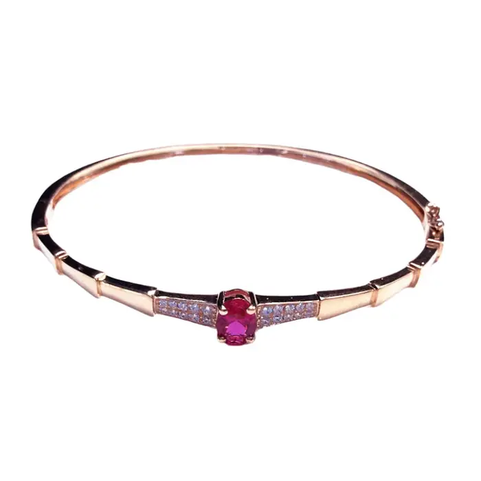 Bracelet Rubis en Cristal Incrusté d'Or Rose 14 Carats Bracelet de Manchette Élégant Pour Femme Occasions Spéciales