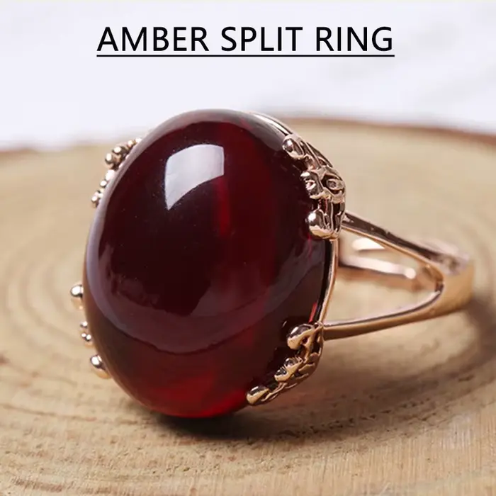 Bague en ambre naturel fabriquée à la main