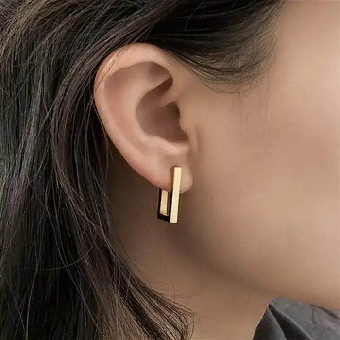 Boucles d'Oreilles Géométriques Carrées pour Femme