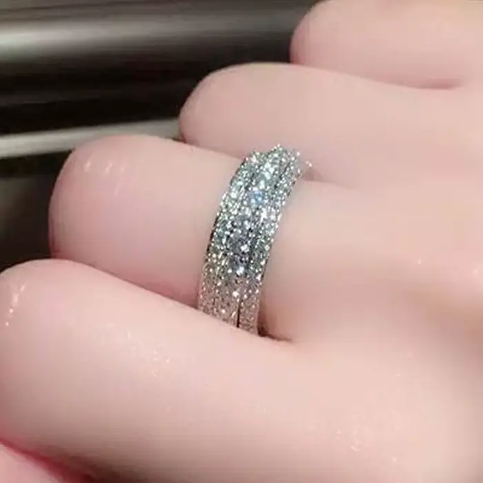 Bague ronde en argent Sterling 925 incrustée de cristal de Zirconium, pierre pour hommes et femmes, bijoux de luxe simples à la mode, cadeau