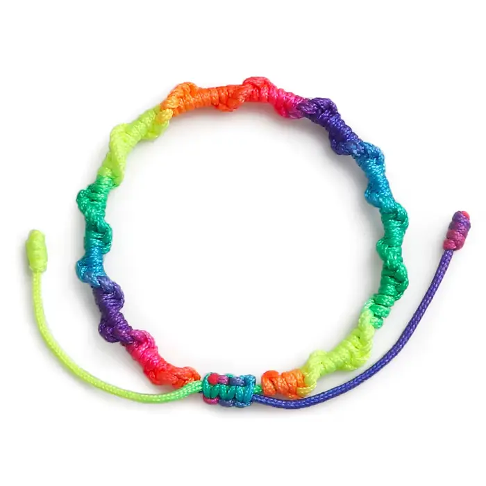 Bracelets tressés en fil arc-en-ciel, fait à la main, tibétain, à ficelle bouddhiste, à nœud réglabl