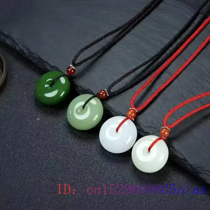 Véritable Jade beignet pendentif collier accessoires homme amulette jaspe bijoux charme chinois Vintage Talismans pierre breloques naturelles