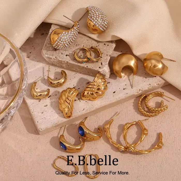 E.B.belle-Boucles d'oreilles en forme de cœur en biscuits, demi-rond, carré simple, coloré, étoile, goutte d'eau, blé, rotatif