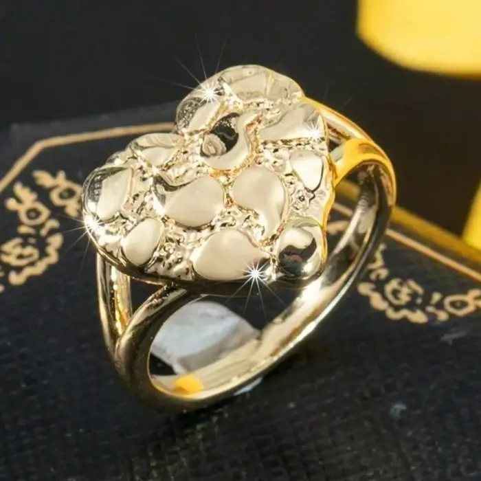 Bague classique en forme de cœur plaqué or