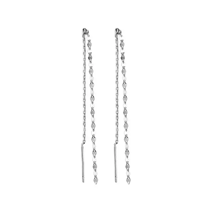 Boucles d'oreilles pendantes torsadées à sequins géométriques couleur argent pour femmes