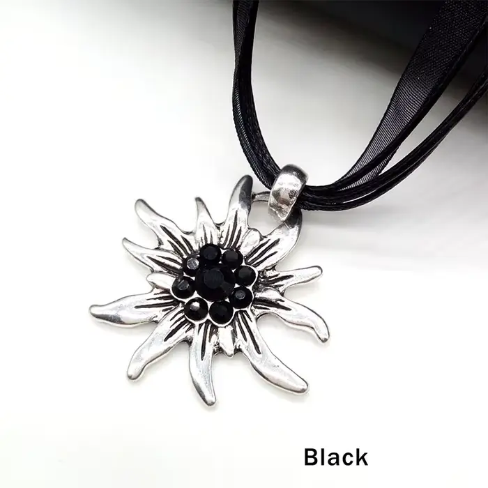 Collier avec pendentif en forme de fleur Edelweiss pour femme, bijou Vintage autrichien, vente en gr
