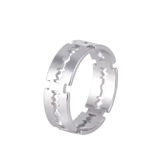 Bague à lame Teamer tendance pour hommes et femmes, en acier inoxydable, Punk Hip Hop, bijoux de Cou