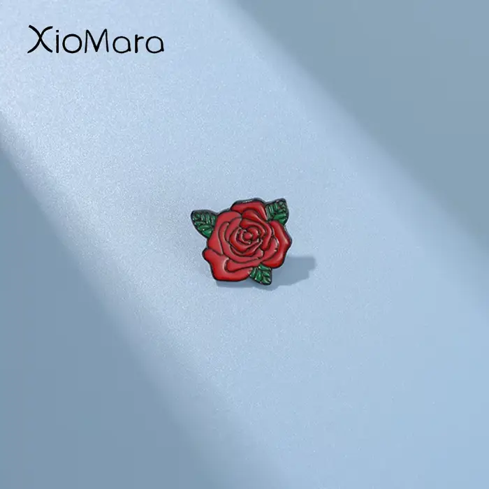 Broches en émail à fleurs rouges, broches roses personnalisées, Badges à revers, plantes florales, b