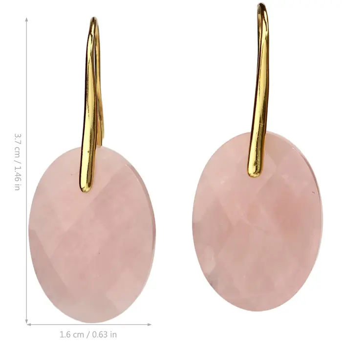 Boucles d'oreilles ovales multi-facettes en Quartz Rose naturel