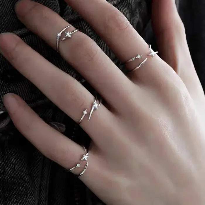 Bagues ouvertes en argent avec zircon