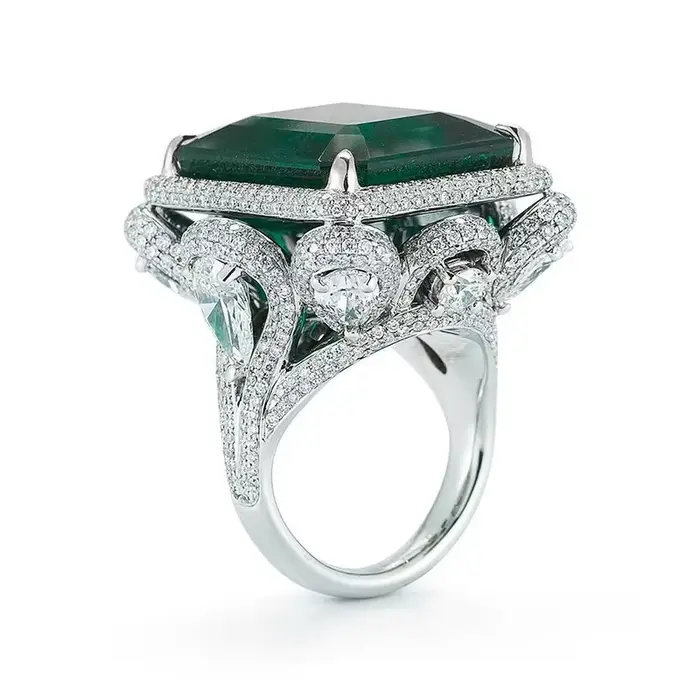 Bague en diamant émeraude de laboratoire Vintage, or blanc 14K, bague de mariage pour femmes et homm