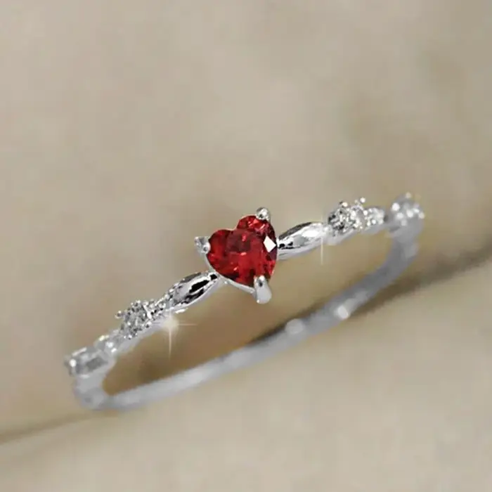 Huitan – bagues de proposition de fiançailles pour femmes, amour rouge exquis, bande fine, bijoux es