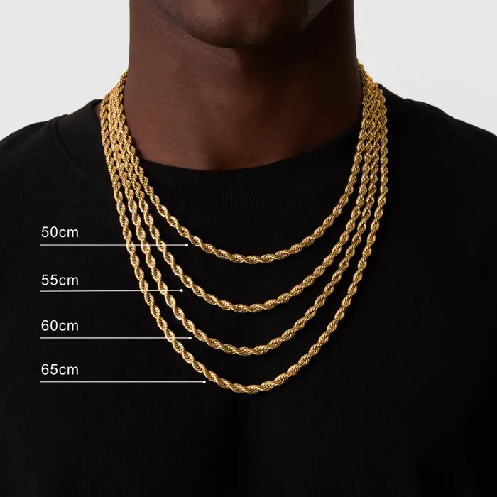 Collier long à cordes sterling 925 plaqué or pour homme et femme, chaîne de maillons et cordes torsadées, bijou punk rock pour soirées et événements spéciaux