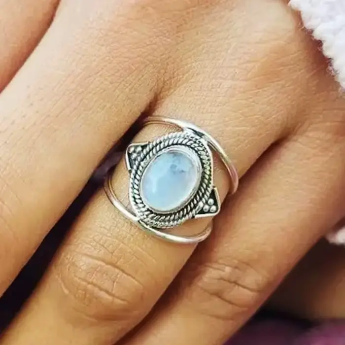 Huitan – bague ovale en Imitation opale pour femmes